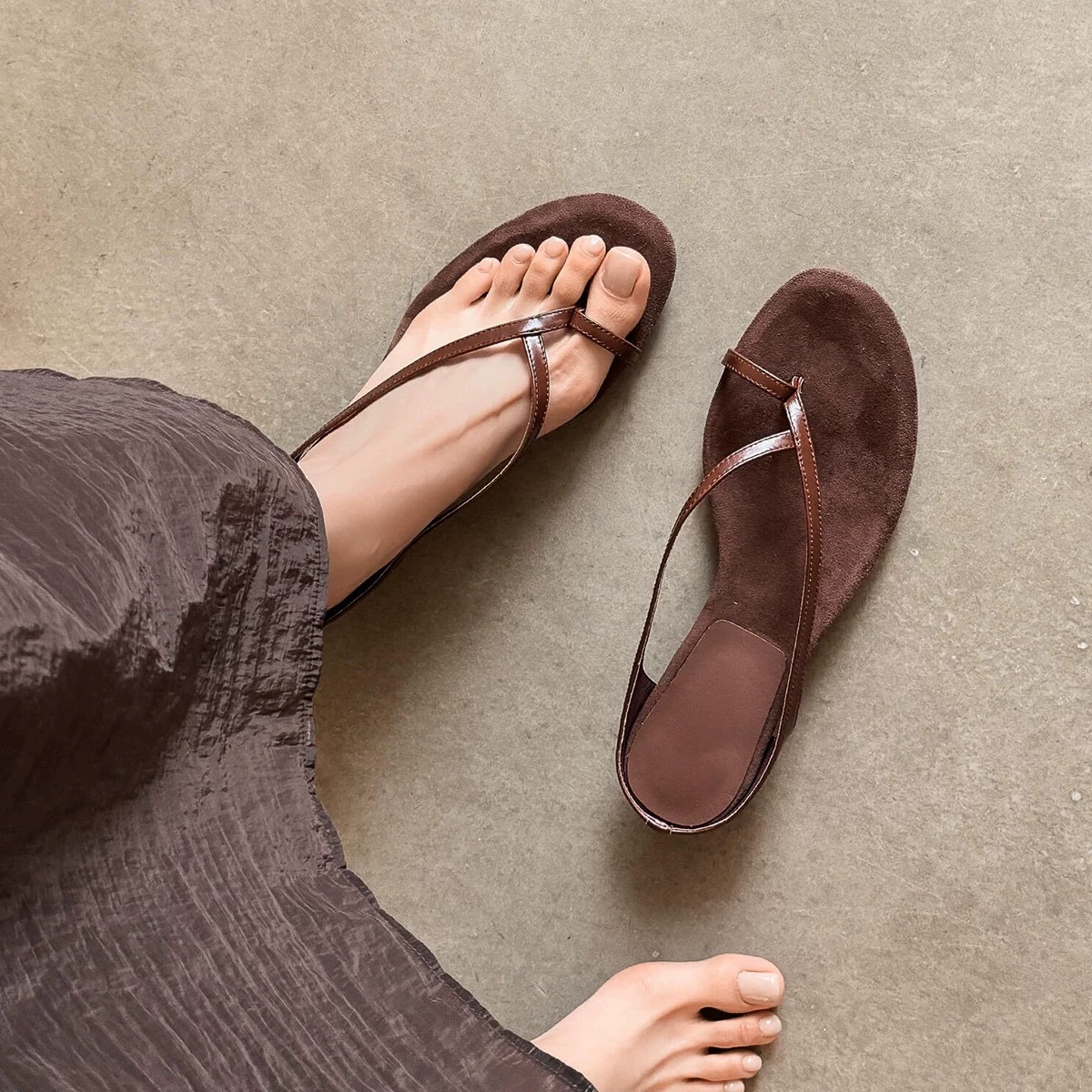 Sandals, summer beach slippers, (Physicals), genuine leather