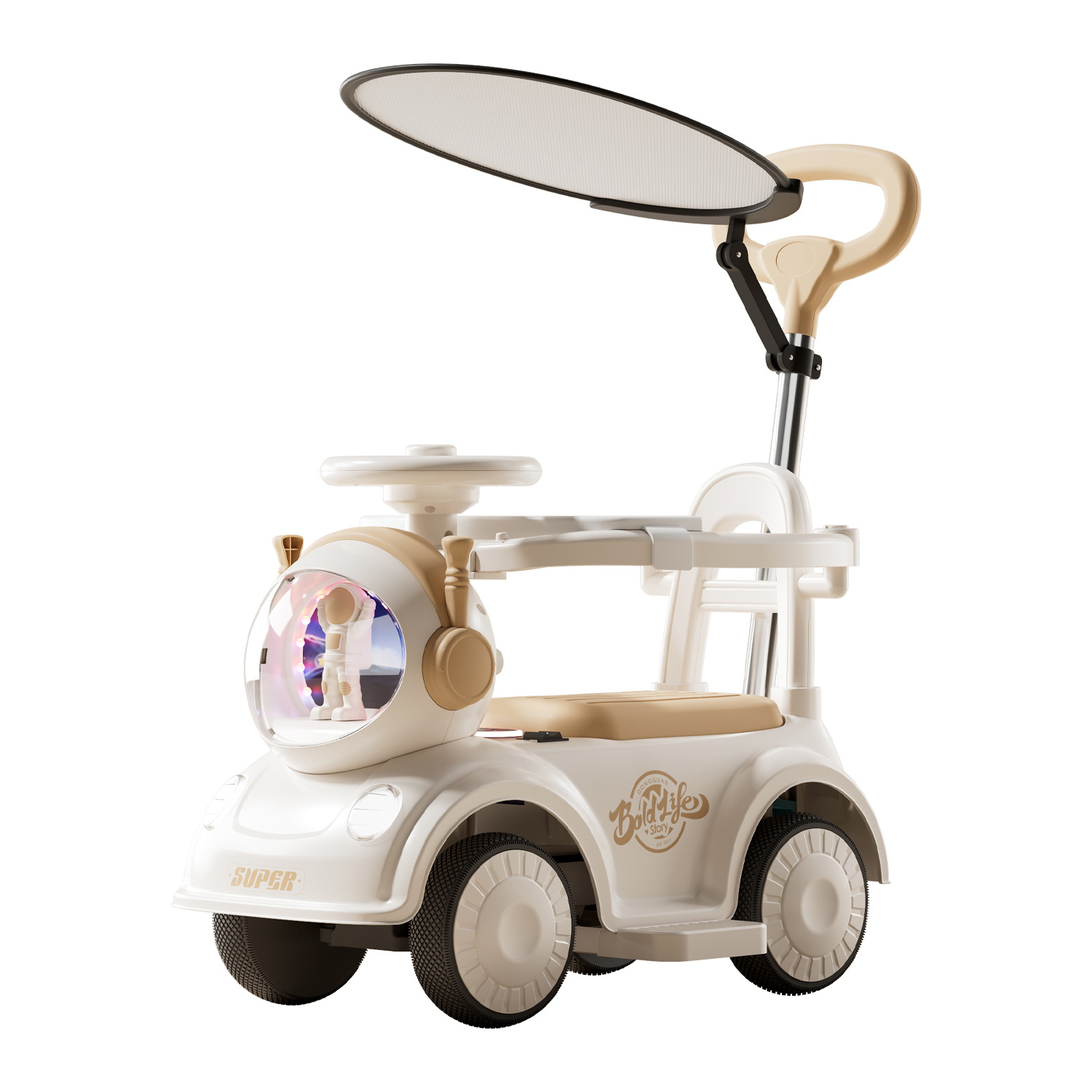 Coche Correpasillos Eléctrico Infantil con Barra de Empuje Música y Luces image 5