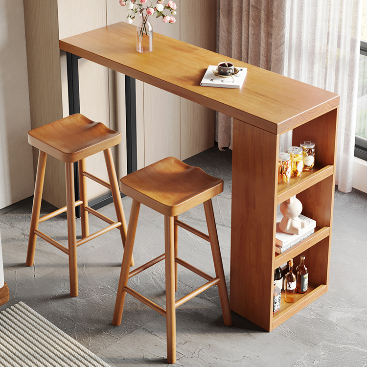 Solid Wood Bar Storage Partition Integrated Home High Table Living Room Balcony Leisure Wall Long Table Pine Storage Table