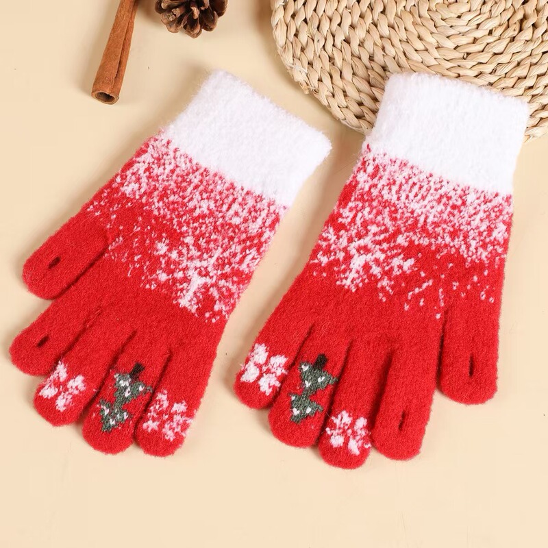 クリスマスの指の手袋のかわいいニットの女性の冬の学生のベルベットは厚くてタッチパネルの冬の防寒保温が国境を越えます。|undefined