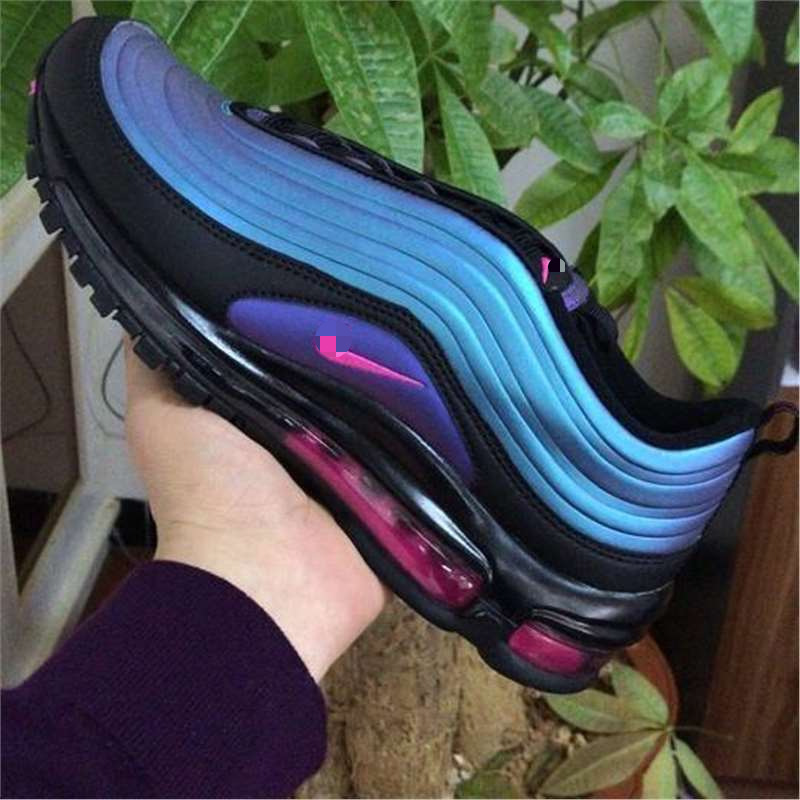 Airmax97 plata bala deportivo reflectante plata almohadilla de aire de palma completa zapatos para correr parejas primavera y verano