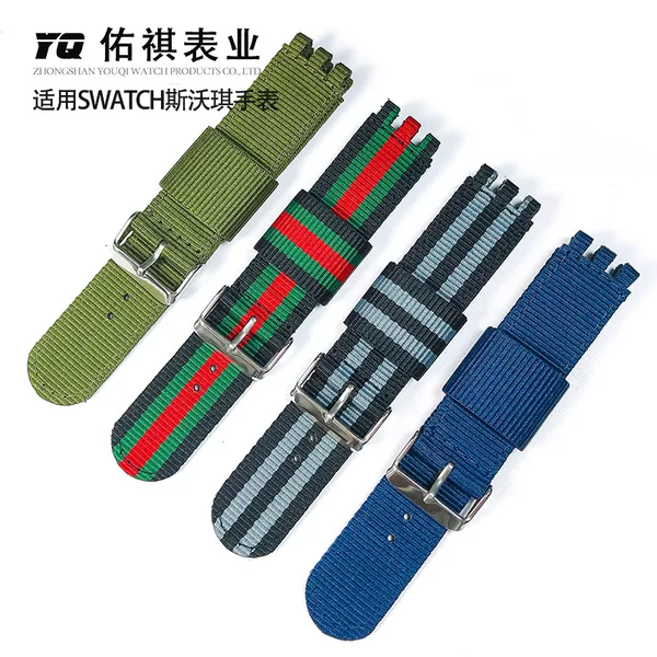 Suitable for Swatch Swatch Watch Strap 17 Concave and Convex Interface Nylon Strap 19 Male and Female Couple Pin Buckle 20mm