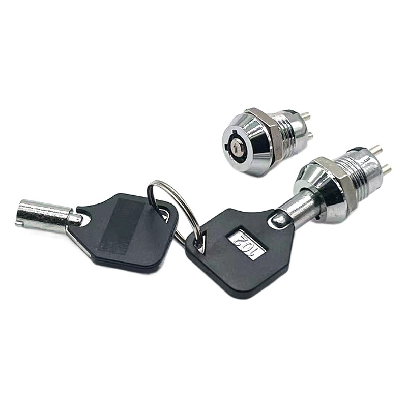 Single and Double Pull Key Switch 12mm with Key Metal Rotary Knob Switch Digital Key Switch Door Lock
