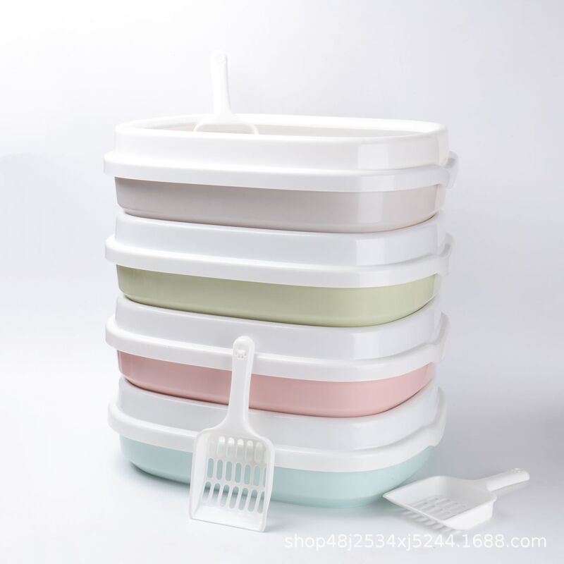 Wholesale Large Semi-Enclosed Pp Plastic Cat Litter Box, Anti-Splash Cat Toilet, Splash-Proof Pet Cat Supplies