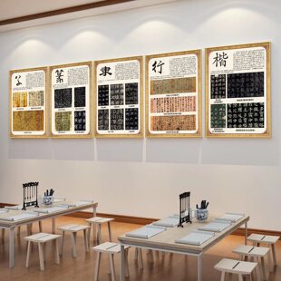 毛笔书法教室墙面装饰挂画软笔培训班文化墙壁画书法家挂图海报-阿里巴巴