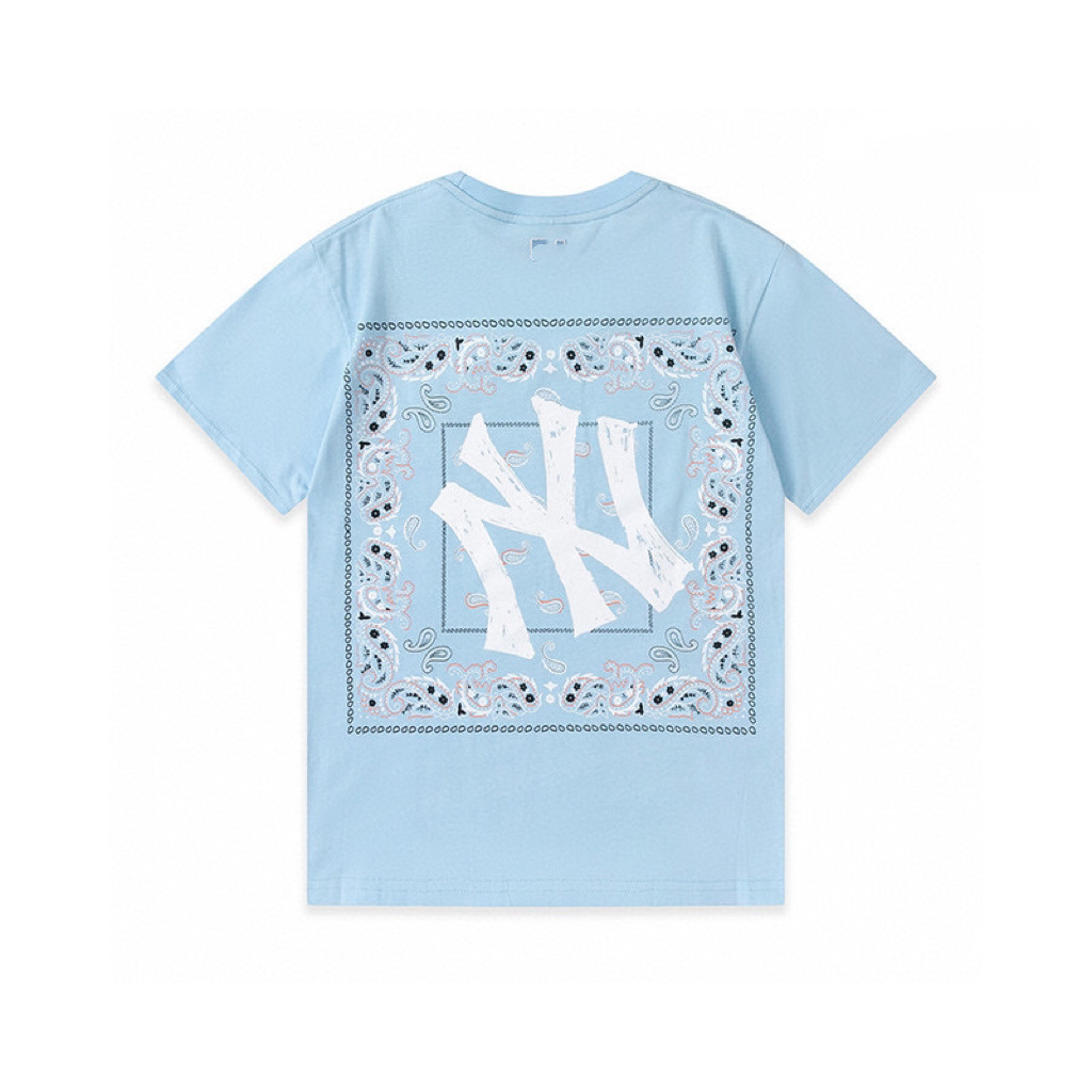 Fábrica al por mayor nueva moda Coreana de alta calidad impresa algodón manga corta hombres y mujeres mismo estilo pareja camiseta suelta soporte código de escaneo