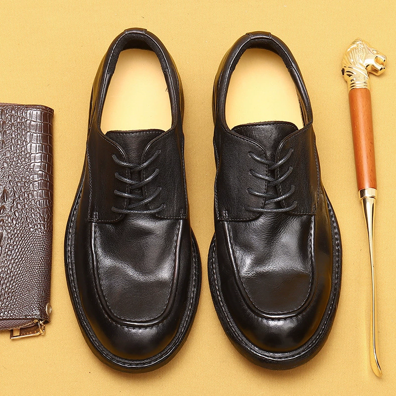 [10 дней отгрузки] Бизнес повседневная кожаная обувь мужская кожаная стирка ретро старая кожаная обувь с круглой головкой внешней торговли мужская обувь