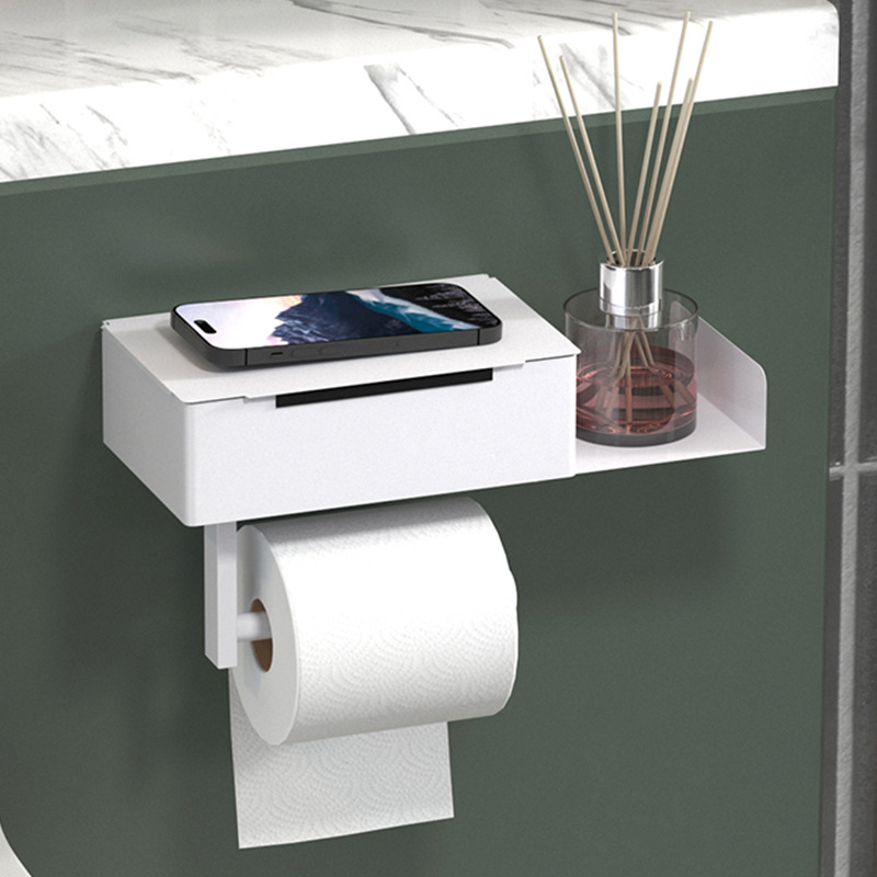 Transfronterizo Amazon caja de pañuelos de acero inoxidable negro titular de teléfono móvil baño Baño montado en la pared titular de rollo de tejido