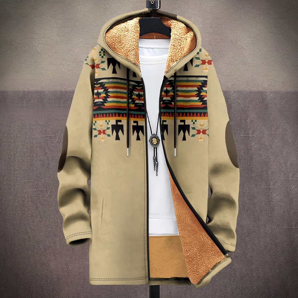 Men's autumn and winter multi pattern Christmas cotton jacket DIY with velvet 3D printing hooded cardigan zipper pocket_voghion.com