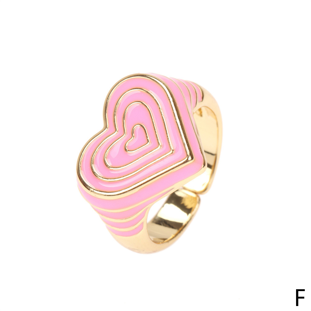 Candy Color Love Enamel Ring Female Fashion Design Drop Oil Forefinger Ring New Fashion Factory In Stock display picture 9