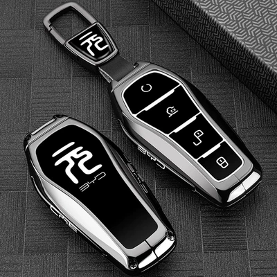 Suitable for 2025 Byd Yuan up Key Cover New Yuan up Leading Car Key Metal Full Cover for Men and Women (Static Rod/Key Bag) - special-gun-black-metal-buckle-for-former-up-key-model