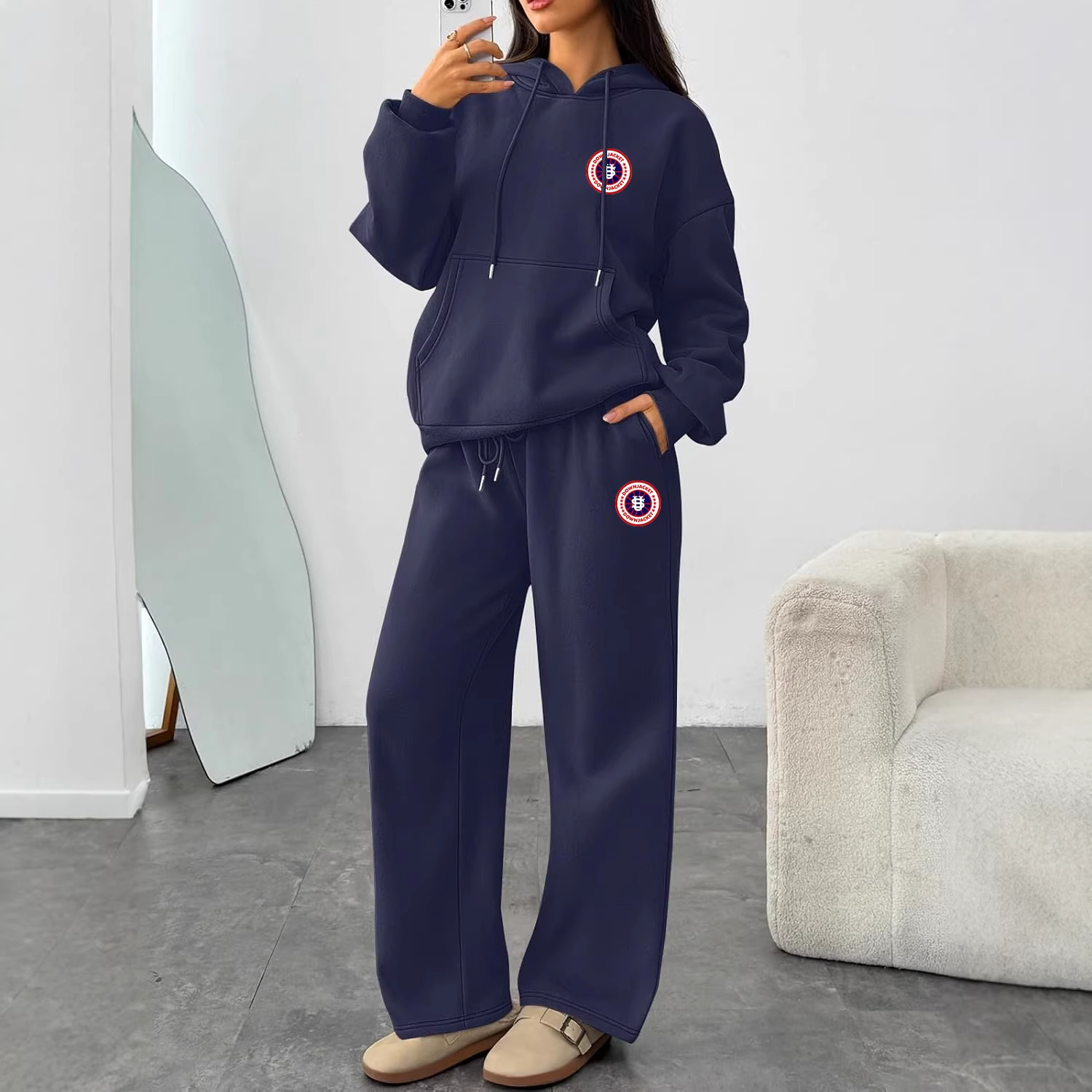 Trendy Letter Print Hoodie & Wide-Leg Pants Set – Unisex Streetwear Loungewear Relaxed Wide-Leg Fit_ecoleips.com