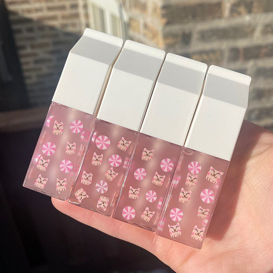 Comercio exterior transfronterizo niños esmalte labial para niños colorido esmalte labial para osos gatitos lindos caja de leche esmalte labial