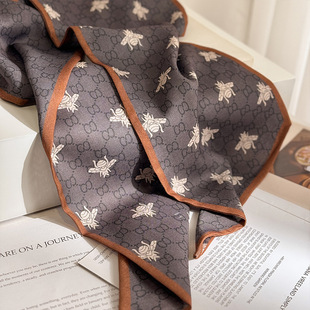 Spring Summer Double-layer Velvet Scarf Old Money Style Animal Pattern Women's Long Ribbon Scarf for Mother All-match Decoration
