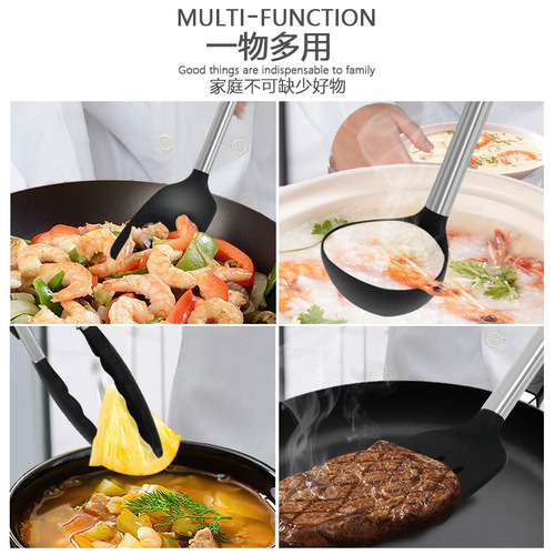 Amazon silicone spatula and spoon 37-piece set stainless steel spatula high temperature resistant non-stick pot silicone kitchenware set wholesale