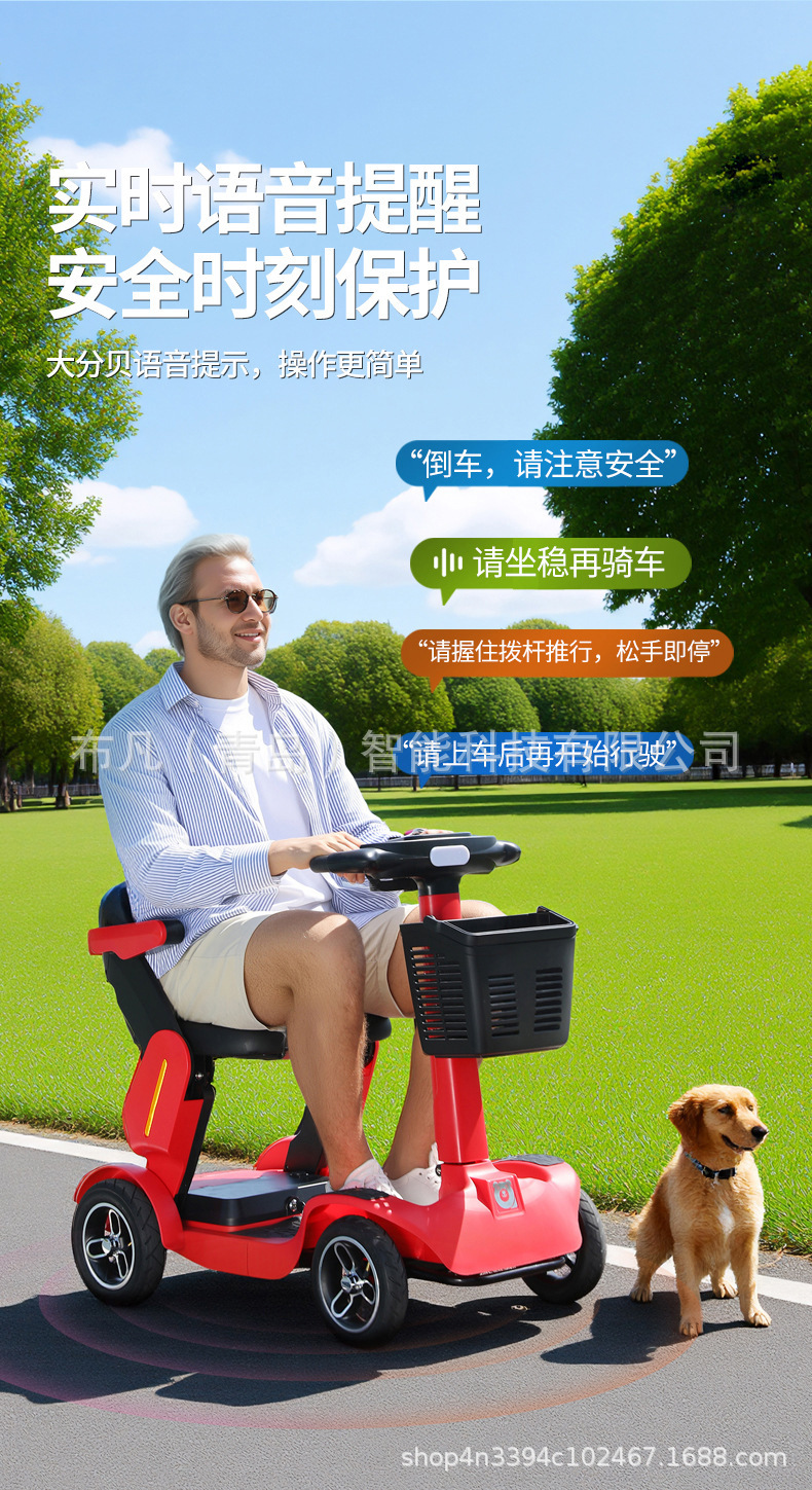 Pipi Bear Style Electric Scooter for the Elderly, Foldable Electric Mobility Scooter for Home Use, Four-Wheel Vehicle, Three-Wheel Vehicle, Electric Battery Vehicle
