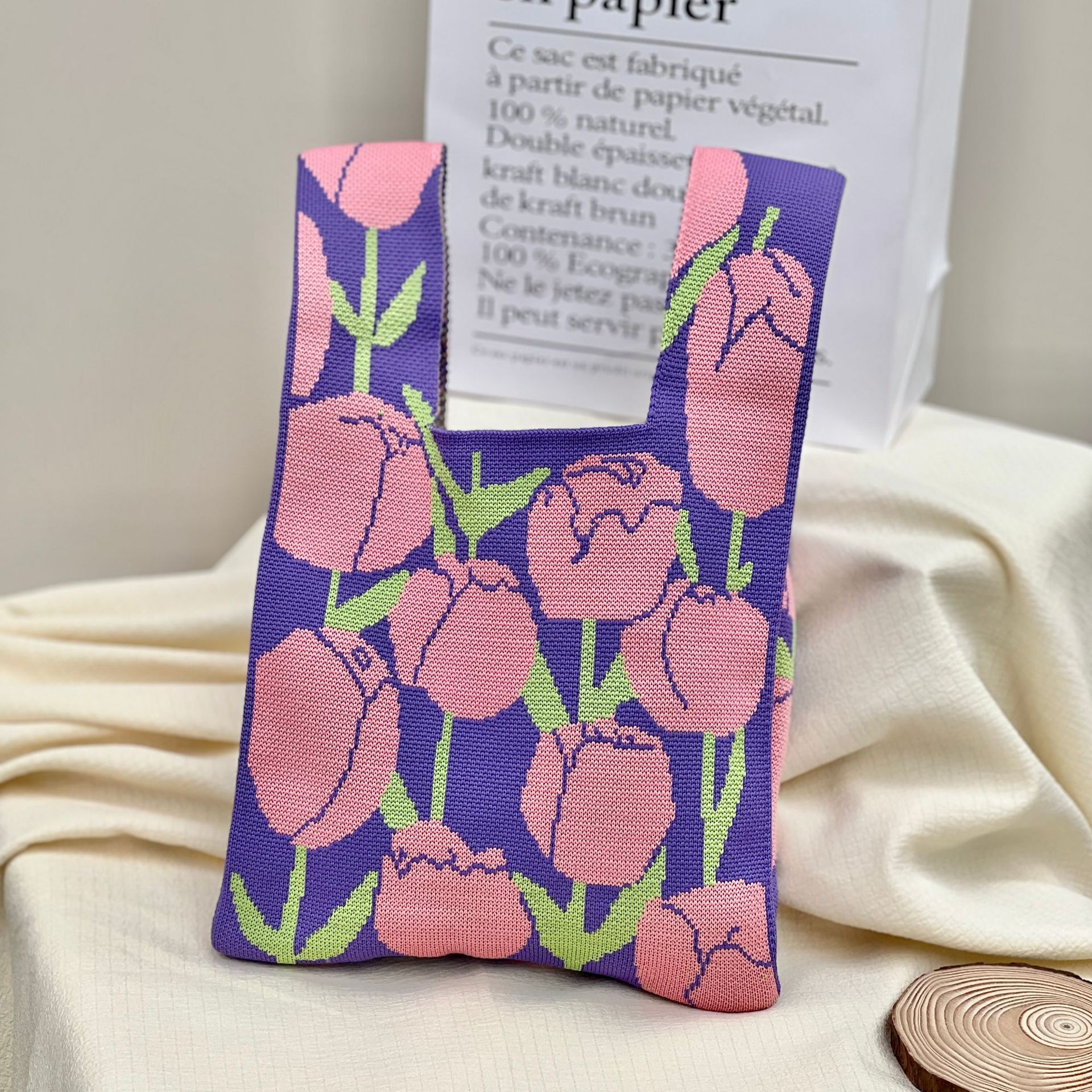 Bolso de mano tejido para embalaje de regalos, bolso tejido con múltiples patrones, estilo ins, bolso tejido para mujer, mini versátil.