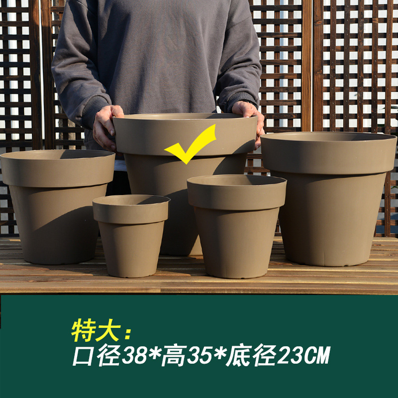 プラスチック大型植木鉢北欧シンプル樹脂厚さ特大口径多肉緑羅盆客間ベランダトレイ付き|undefined