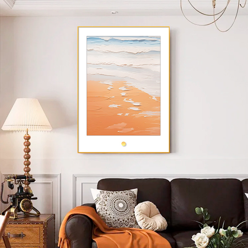 Pintura decorativa de entrada de estilo crema moderna simple, vista al mar, pasillo vertical, pasillo, dormitorio, sala de estar, comedor, pintura al óleo