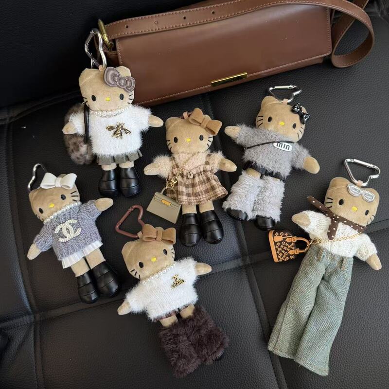 New Cute Long-Legged Kitty Plush Pendant Dress-Up Doll Clothes Ins-Style Doll Decoration Backpack Keychain