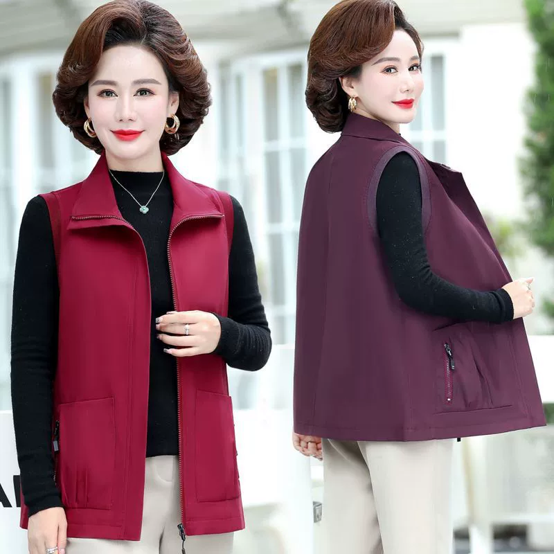 Тонкий жилет для ранней осени, женская весна и осень 56, Модный повседневный осенний наряд для матери среднего возраста, жилет, жилет