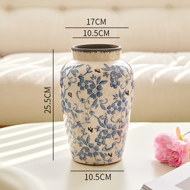 Large blue and white porcelain round bottom