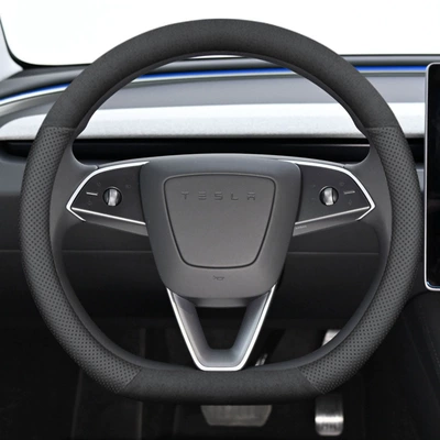 Steering wheel cover for Tesla Model3 Tesla - suede-black-d-38cm