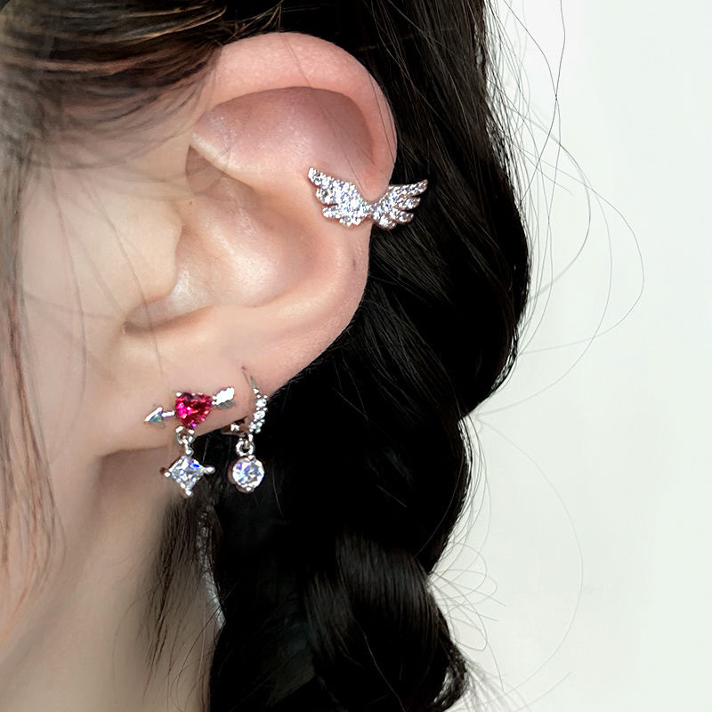 3g Weight Artificial Gemstones Inlay Material Drop Earrings Classification Fashion Heart Shape Titanium Steel Inlay Artificial Gemstones Drop Earrings 1 Piece