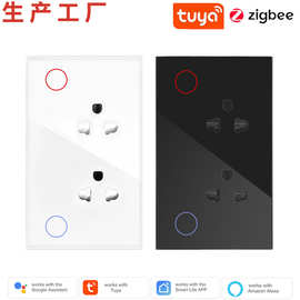 涂鸦智能越南泰国规zigbee款插座计电量功能钢化玻璃面板远程控制