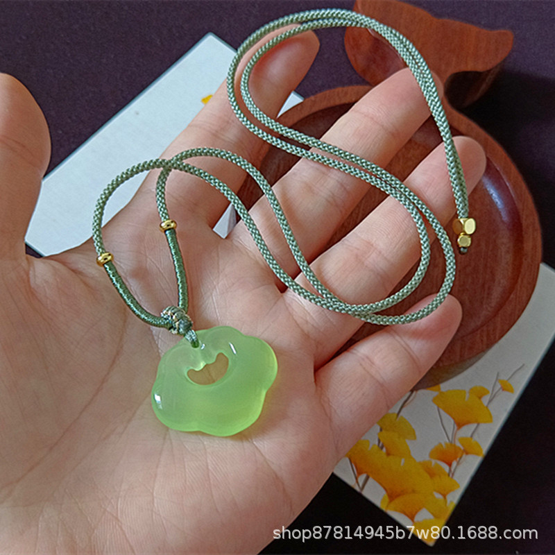 청록색 옥수 구름 자물쇠(23*27mm), 가을 녹색 밧줄 포함