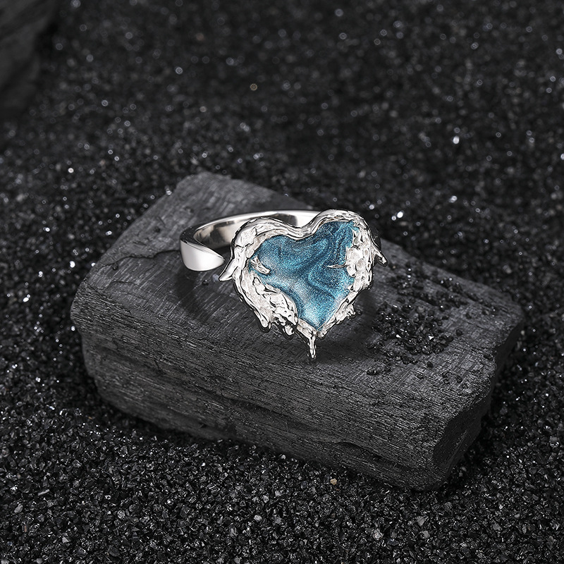 9g Weight Rings Classification Adjustable Ring Size 1 Piece Quantity 925 Sterling Silver Heart Shape Rings