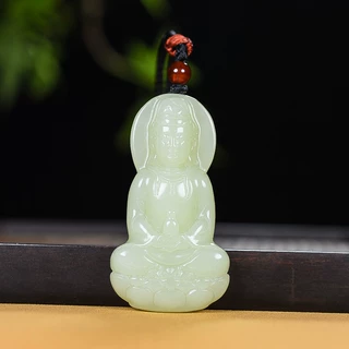 天然新疆和田玉观音玉吊坠 男款和田玉普度众生观音菩萨玉石挂件