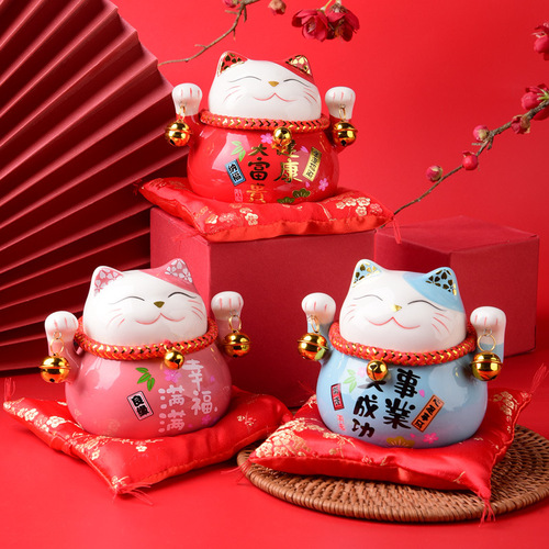 Lucky Cat Ceramic Piggy Bank Ornaments Creative Ornaments Lucky Cat Ceramic Piggy Bank Store Opening Gifts
