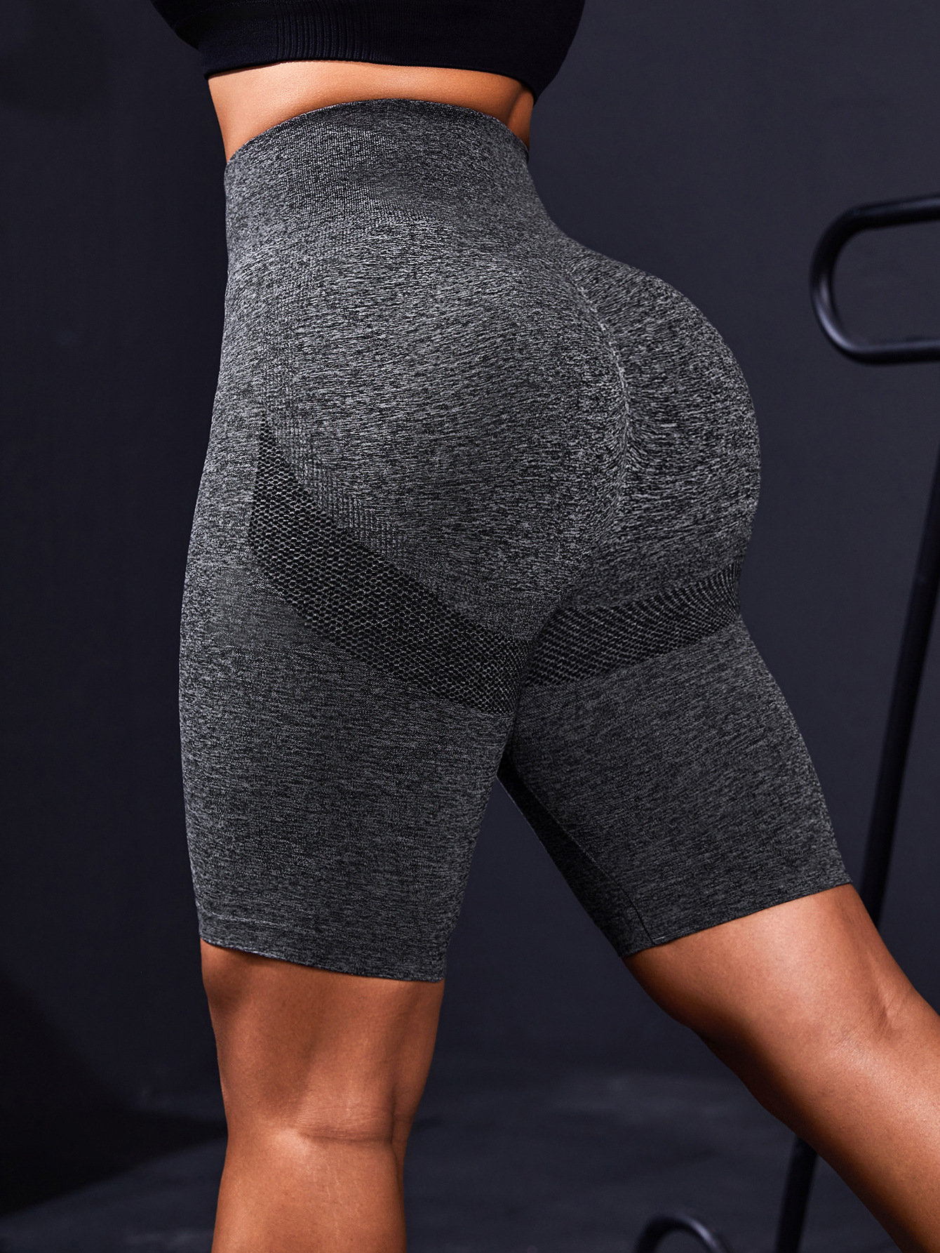 Women's Sports Yoga Seamless Tight Shorts - Grey 3