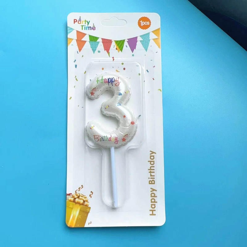 Decoración de pastel de horneado globos blancos velas digitales de color rosado gradiente inswind pastel de cumpleaños vela insert