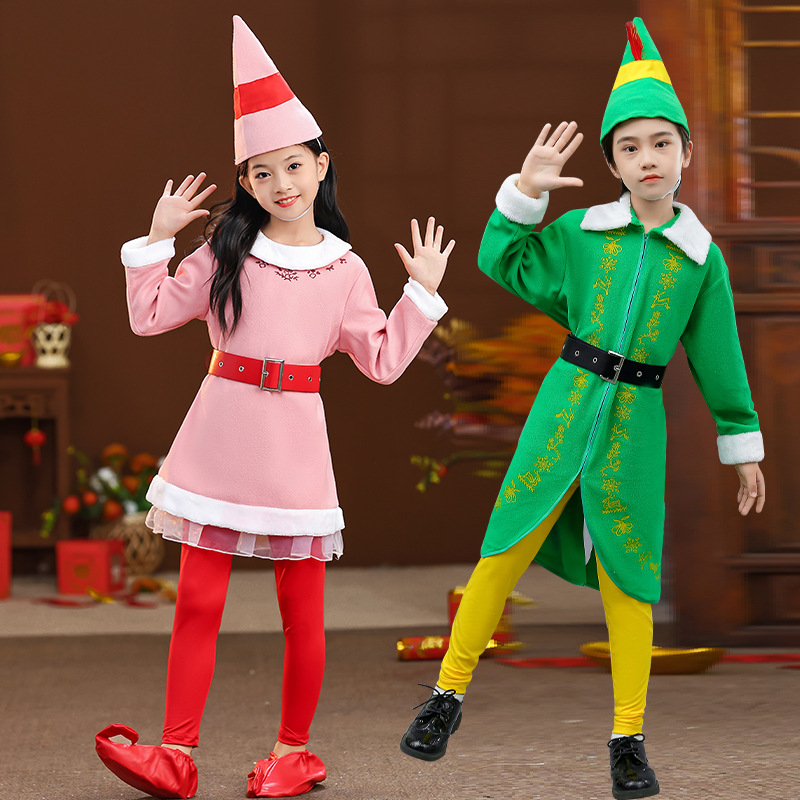 2023 nuevos niños de la Navidad ropa princesa vestido Otoño e Invierno manga larga engrosada elfo rendimiento los hombres