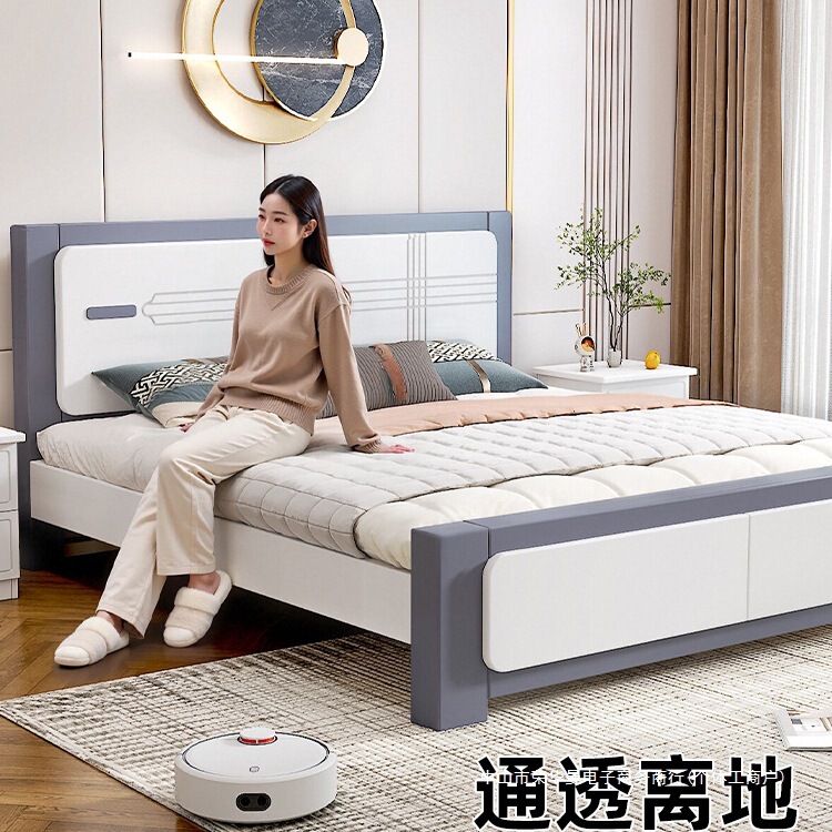 实木床家用主卧1.8双人床北欧1.5米新款出租房用1.2m储物单人床架|undefined