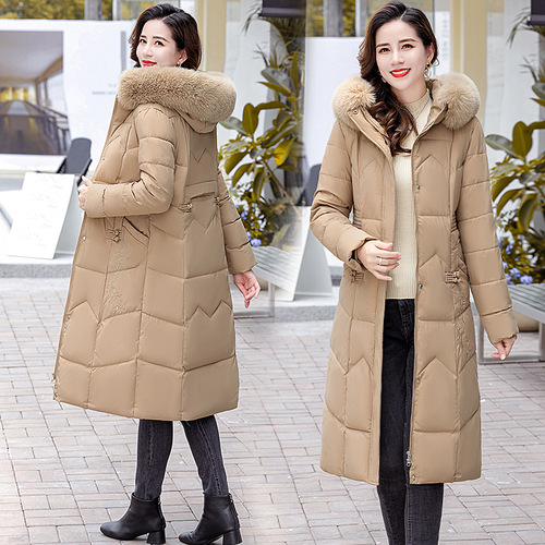 Women's Winter Warmth Mid-Length Fashionable Slimming Knee-Length Padded Jacket New Style Thick Cotton Coat Trendy Casual Women's Wear