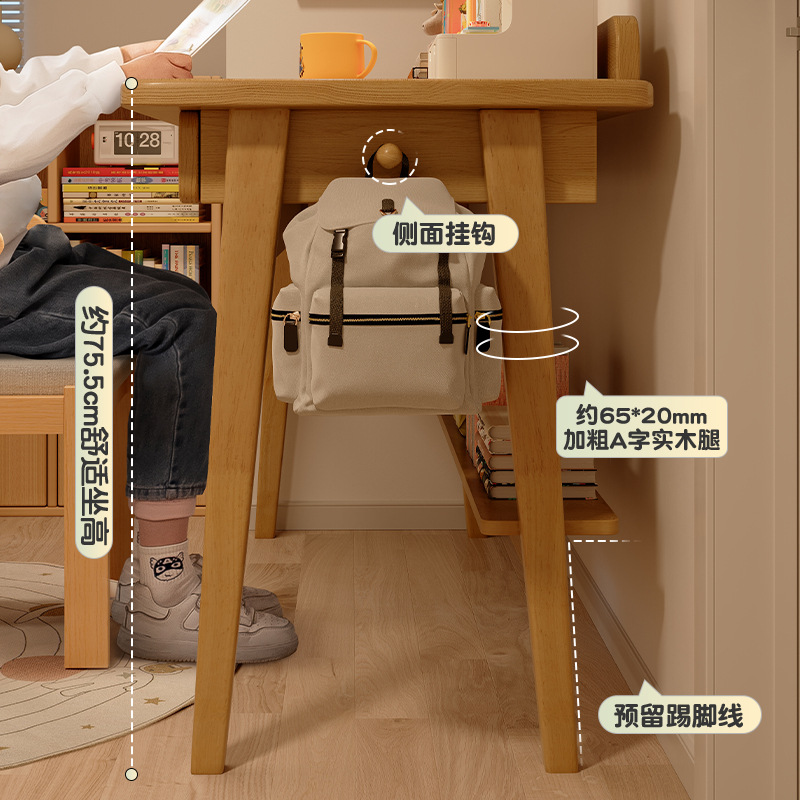 Escritorio de madera sólida, escritorio de estudio doméstico de estudiantes, escritorio de escritorio