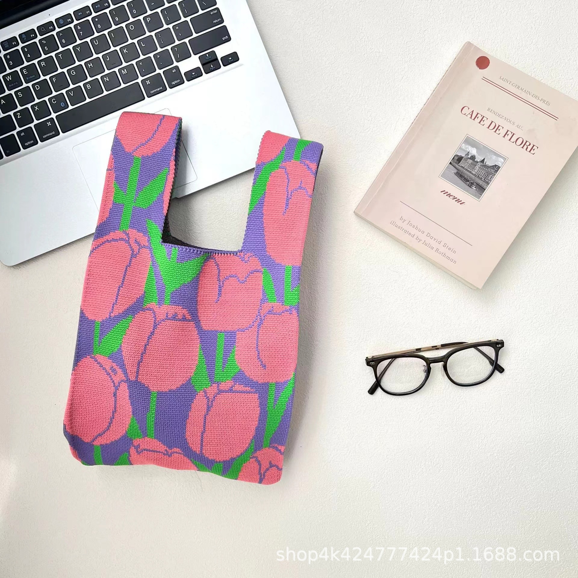 INS bolso de celebridad de Internet bolso de cubo de lana de punto para mujer bolso de mano casual bolso de mano de estilo japonés y coreano bolsa de Almuerzo