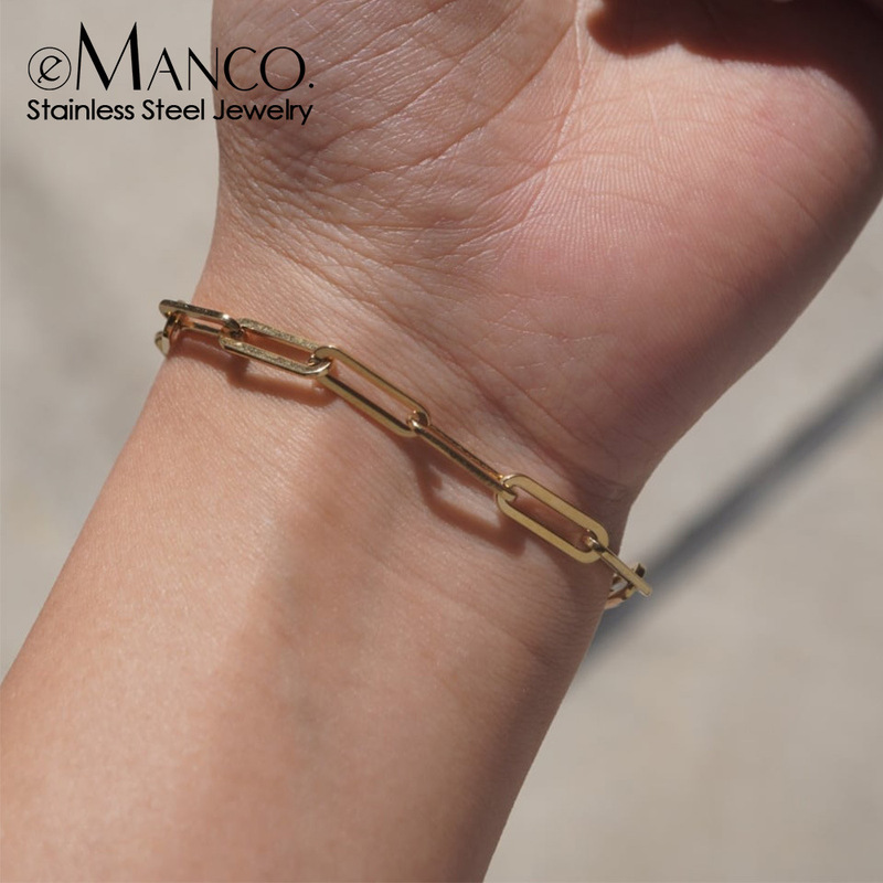eManco simple paper clip titanium steel bracelet men's trendy men's personalized stainless steel bracelet cross-border non-fading bracelet eManco simple paper clip titanium steel bracelet men's trendy men's personalized stainless steel bracelet cross-border non-fading bracelet