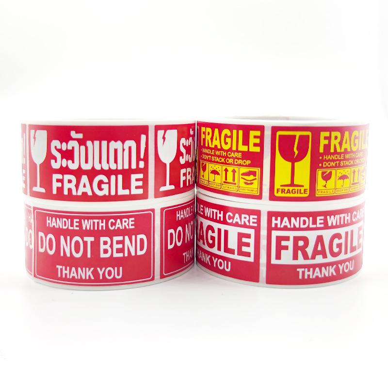 65g Weight letter Pattern Red Warning Fragile Sticker Shipping Self-adhesive Labels Tape 无