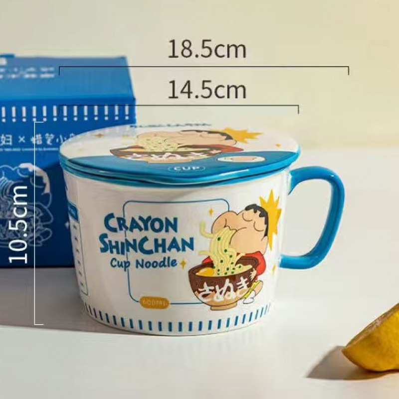 クレヨンしんちゃん インスタントラーメン 和風インスタントラーメンボウル ライスボウル カップ セラミック 学生寮用 かわいい 大型 蓋付き|undefined