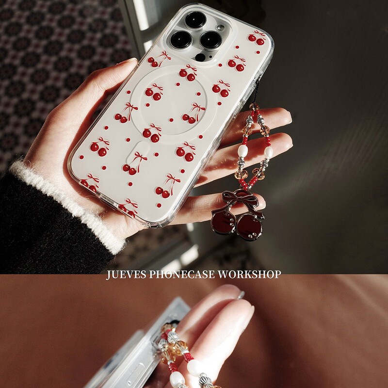 JUEVES 木曜日ハートブレイクチェリー磁気電話ケース iphone15 apple 15promax シリコーン 14prom|undefined