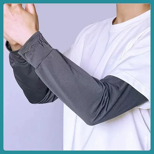 New Straight-Cut Summer Sun Protection Ice Silk Sleeves for Men, Loose-Fitting Arm Sleeves for Driving and Outdoor Activities, Uv Protection