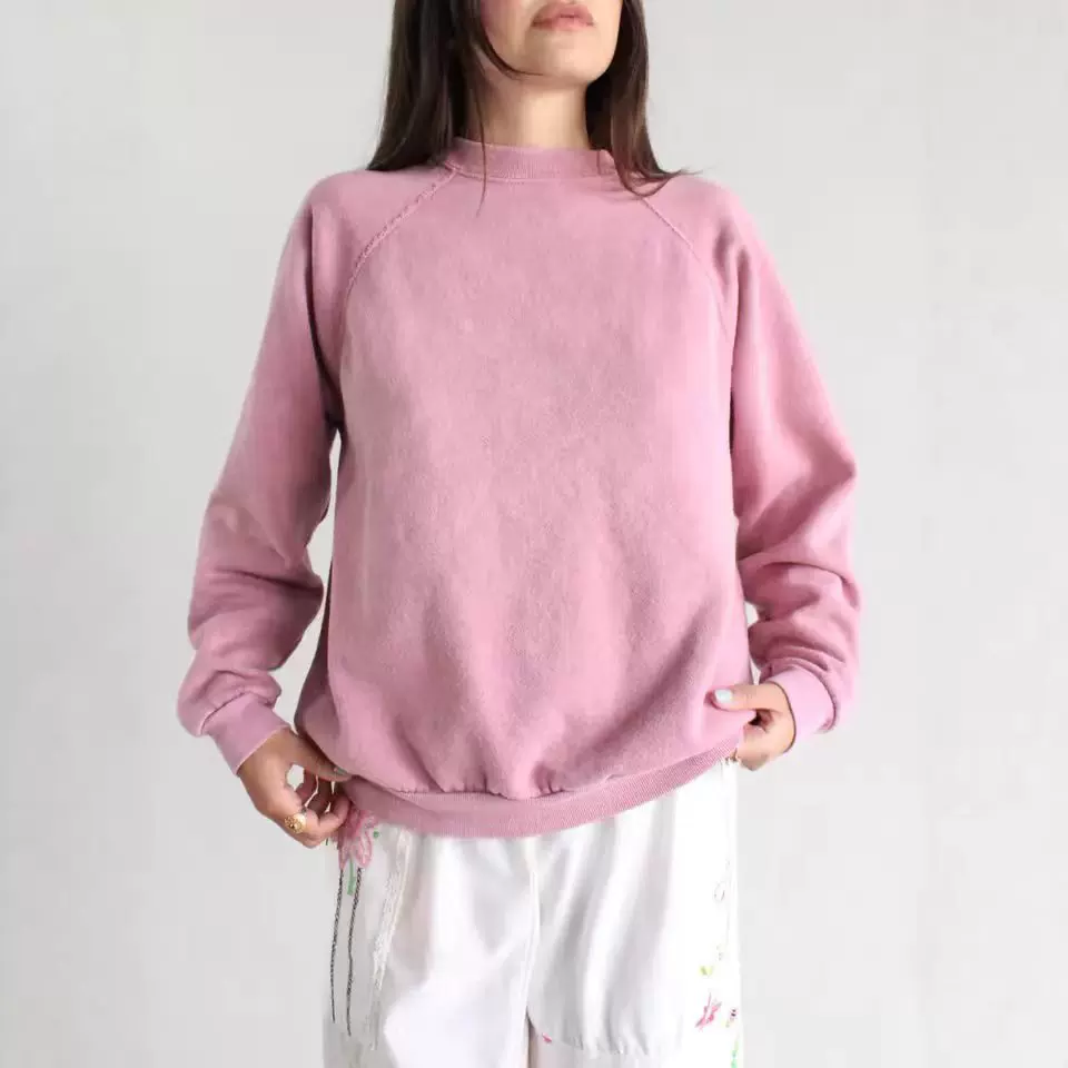 跨境女装 380g重磅宽松做旧圆领卫衣纯色炒盐潮牌卫衣短款跨境同