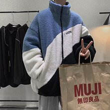 冬季季羊羔绒外套棉袄男学生韩版宽松百搭外套男潮ins秋冬棉服男