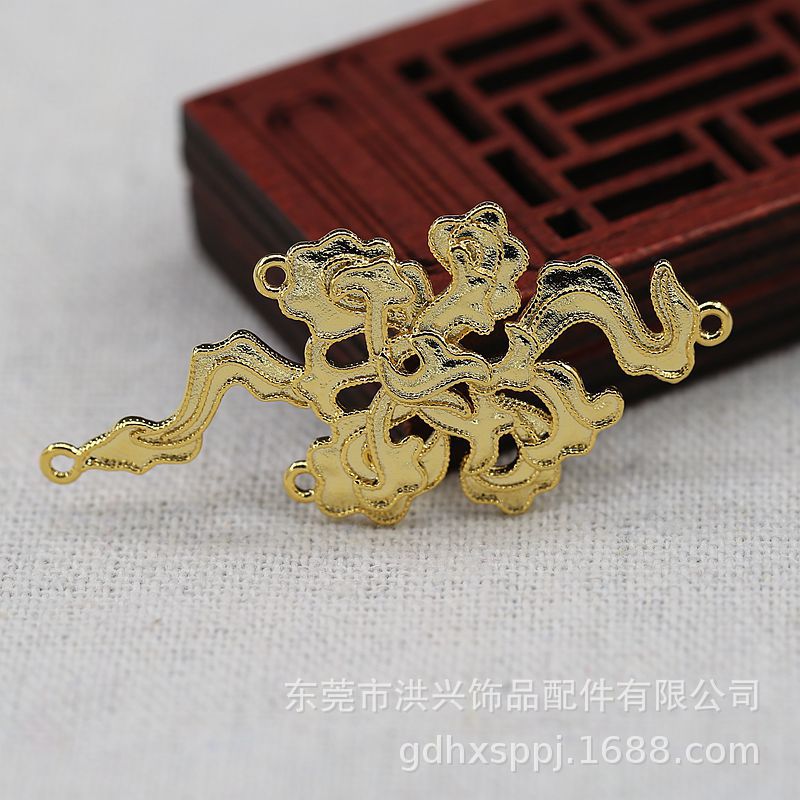 DIY饰品配件手工DIY保色铜50*23MM仿点翠祥云古风手作材料B2973
