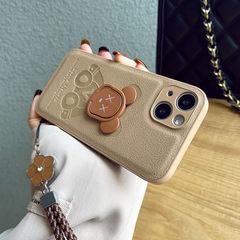 スタンド熊はリンゴ16promax携帯ケース12/13小羊皮保護カバーiPhone11ソフトケースxを適用します。