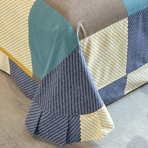Brushed bed sheet single piece pure cotton with skirt thickened single dormitory bed sheet single product bed sheet four-piece set wholesale